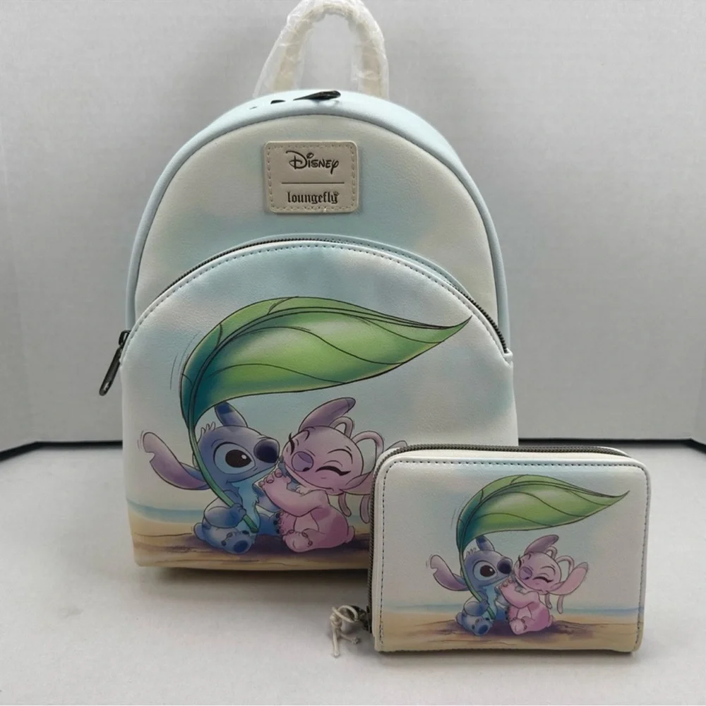 Loungefly Disney Stitch & Angel Beach Date Mini Backpack& Wallet Set